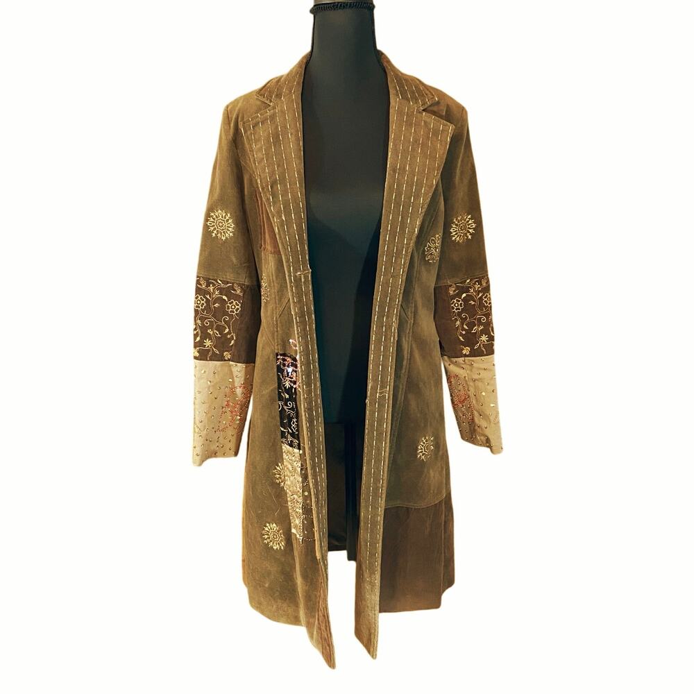 Runway 101 Patchwork Embroidered Boho Duster Coat… - image 3